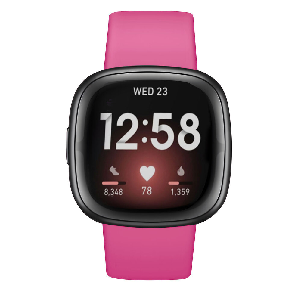 Strap-it® Strap-it Fitbit Versa 3 siliconen classic bandje (knalroze)