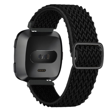 Strap it Strap it Fitbit Versa elastisch bandje zwart