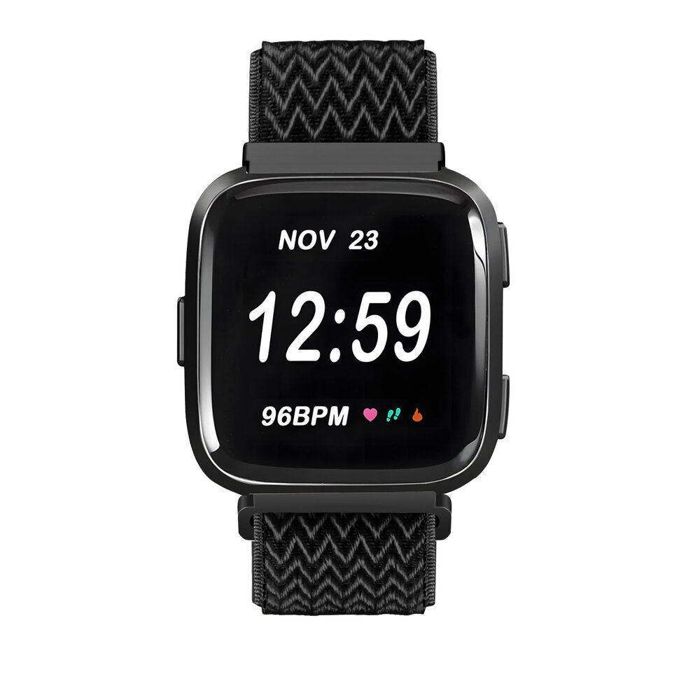 Strap-it® Strap-it Fitbit Versa elastisch bandje (zwart)