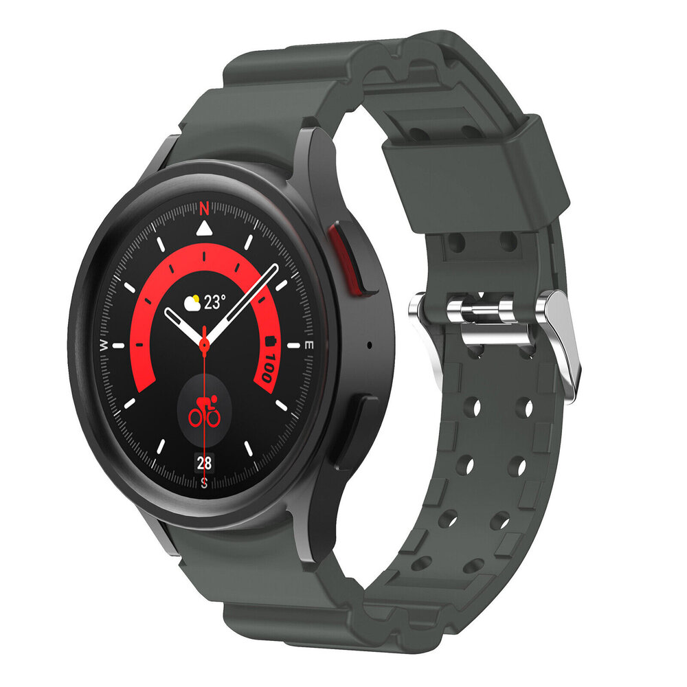 Strap-it® Strap-it Samsung Galaxy Watch 4 40mm silicone armor bandje (donkergrijs)