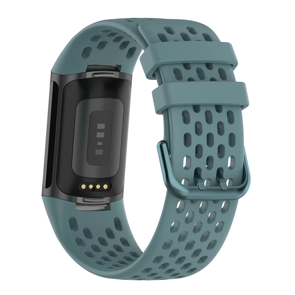 Fitbit Charge 5 siliconen bandje met gaatjes grijsblauw Smartwatchbanden