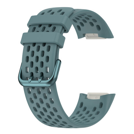 Strap-it® Strap-it Fitbit Charge 5 siliconen bandje met gaatjes (grijsblauw)