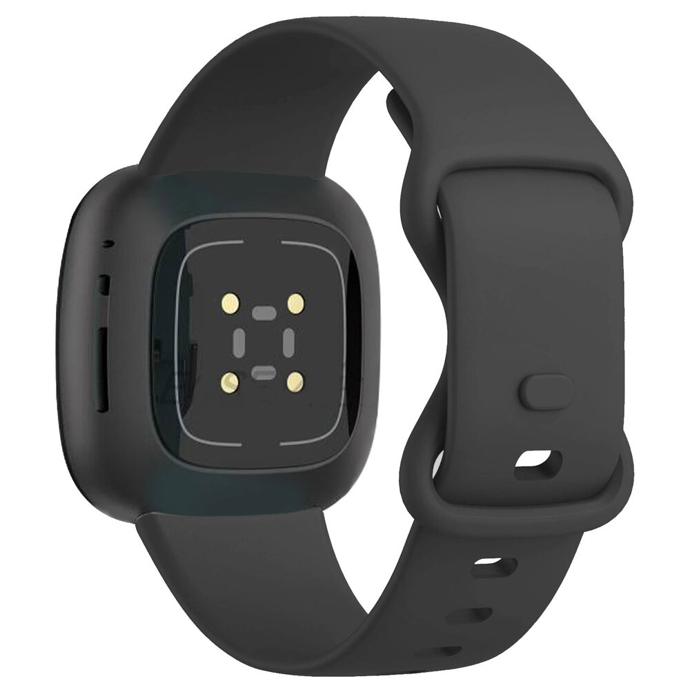 Strap-it® Strap-it Fitbit Versa 4 siliconen classic bandje (zwart)