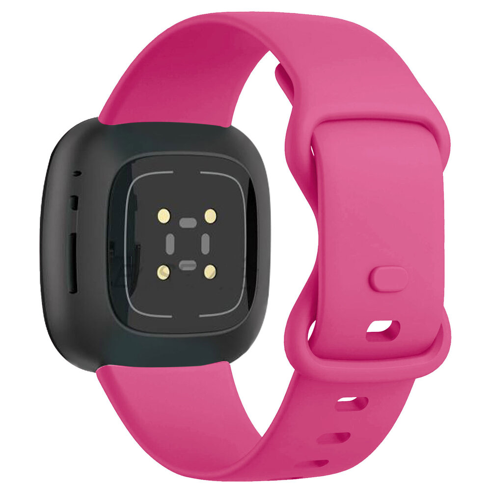 Strap-it® Strap-it Fitbit Versa 4 siliconen classic bandje (knalroze)
