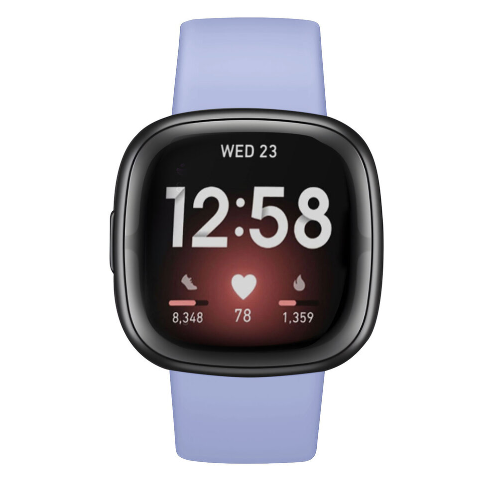 Strap-it® Strap-it Fitbit Versa 4 siliconen classic bandje (lavendel)
