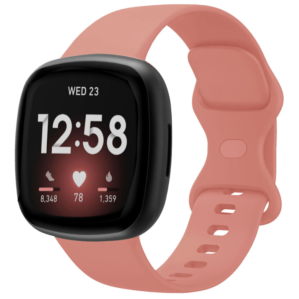 Strap-it® Strap-it Fitbit Versa 4 siliconen classic bandje (roze)