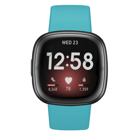 Strap-it® Strap-it Fitbit Sense siliconen classic bandje (aqua)