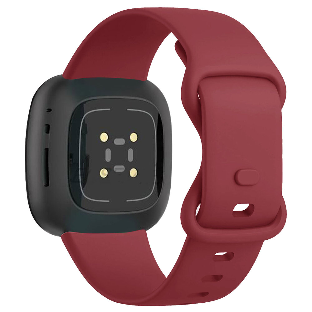 Strap-it® Strap-it Fitbit Sense siliconen classic bandje (wijnrood)