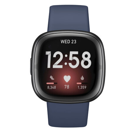 Strap-it® Strap-it Fitbit Sense siliconen classic bandje (donkerblauw)