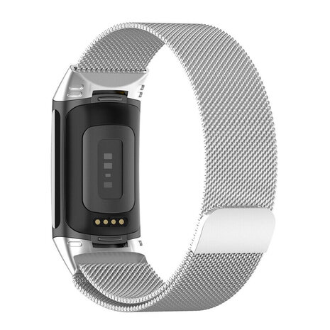 Strap-it® Strap-it Fitbit Charge 5 Milanese band (zilver) Strap-it® Strap-it Fitbit Charge 5 Milanese band (zilver)