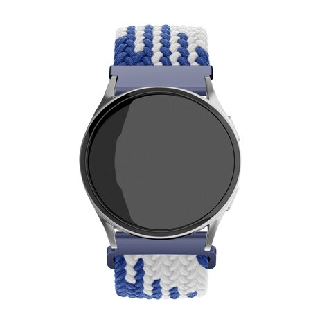 Strap-it® Strap-it Huawei Watch GT 3 42mm verstelbaar geweven bandje (blauw/wit) Strap-it® Strap-it Huawei Watch GT 3 42mm verstelbaar geweven bandje (blauw/wit)
