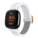 Strap-it® Fitbit Versa 4 geweven bandje (wit)