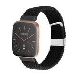 Strap-it® Fitbit Versa gevlochten bandje (zwart)