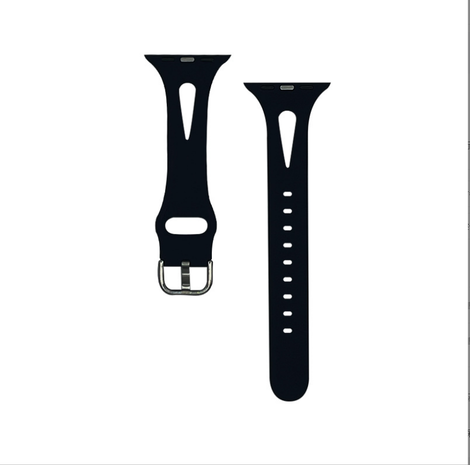 Strap-it® Strap-it Apple Watch slim silicone band (zwart)