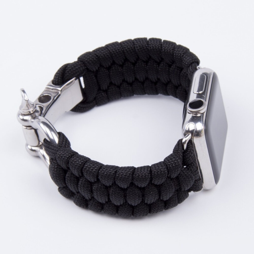 Strap-it® Strap-it Apple Watch nylon rope bandje (zwart)