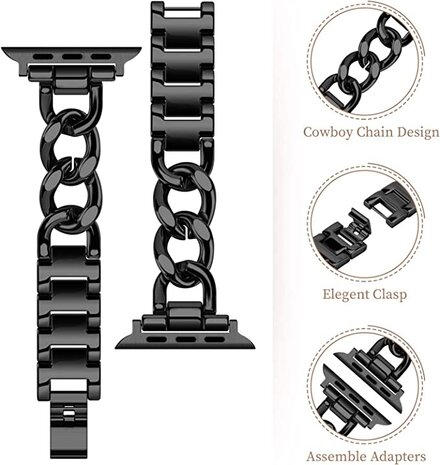 Strap-it® Strap-it Apple Watch steel chain band (zwart)