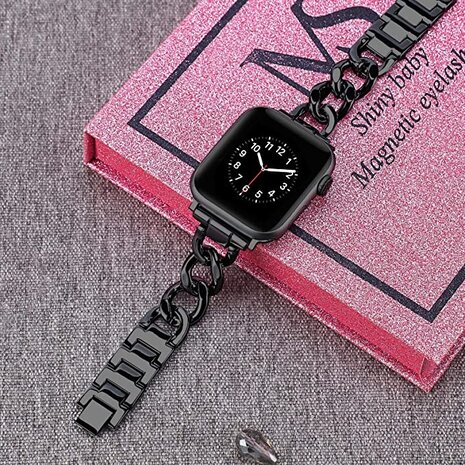 Strap-it® Strap-it Apple Watch steel chain band (zwart)