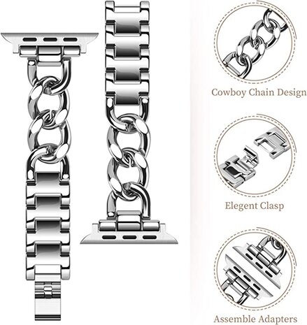 Strap-it® Strap-it Apple Watch steel chain band (zilver) Strap-it® Strap-it Apple Watch steel chain band (zilver)