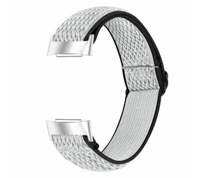 Strap-it® Fitbit Charge 4 elastisch bandje (zwart/wit)
