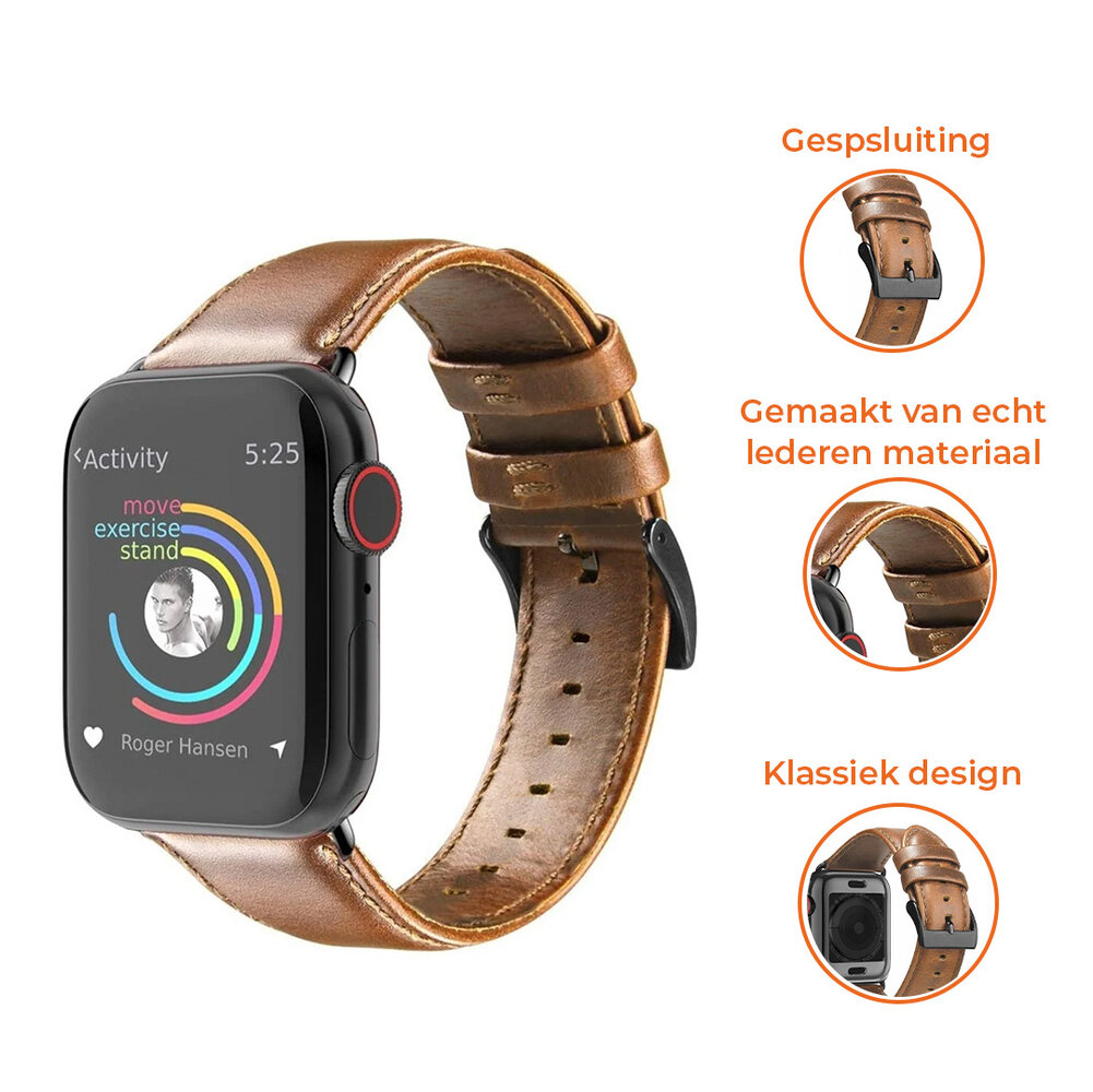 Strap-it® Strap-it Apple Watch leren bandje (bruin)