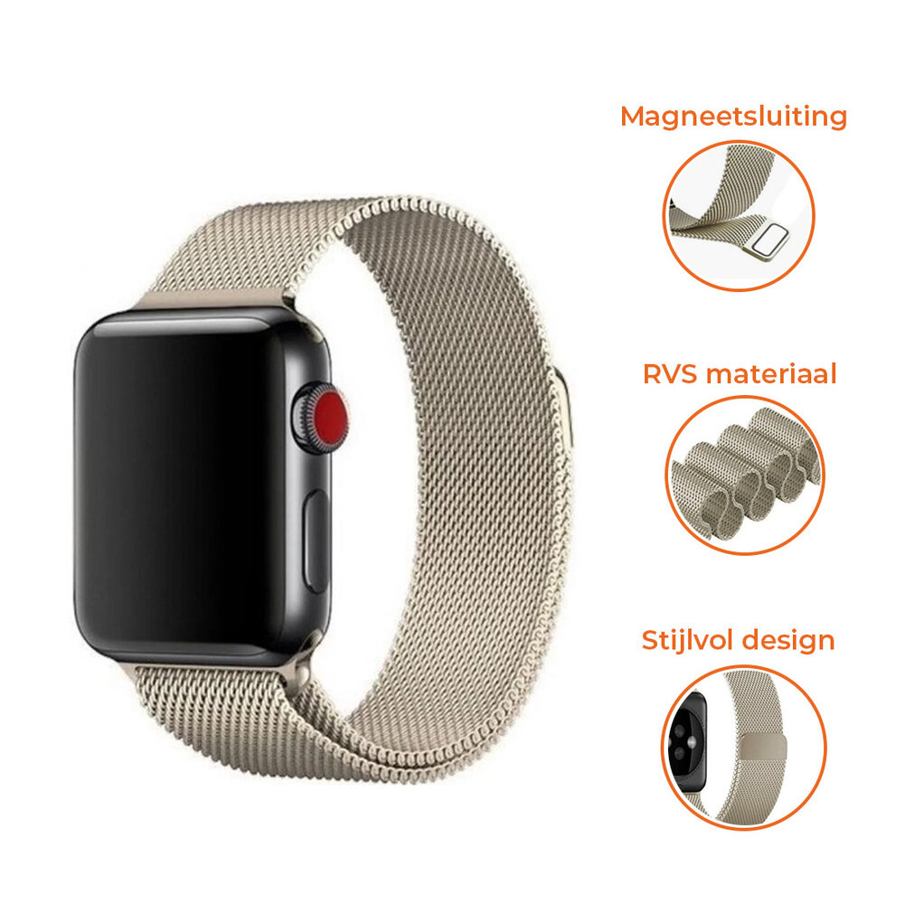 Strap-it® Strap-it Apple Watch 8 Milanese band (champagne) Strap-it® Strap-it Apple Watch 8 Milanese band (champagne)