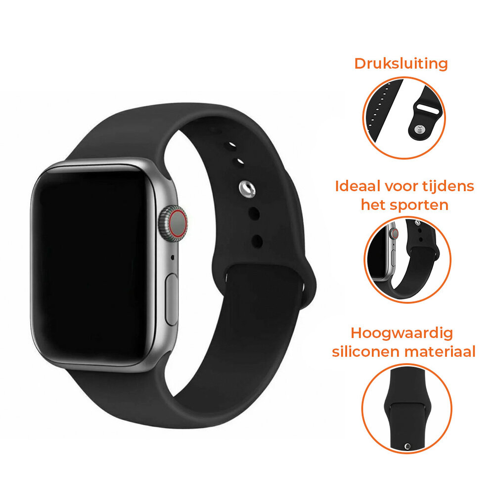 Strap-it® Strap-it Apple Watch silicone bandje (zwart)