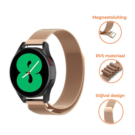 Strap-it® Strap-it Samsung Galaxy Watch 4 - 44mm Milanese band (rosé goud)