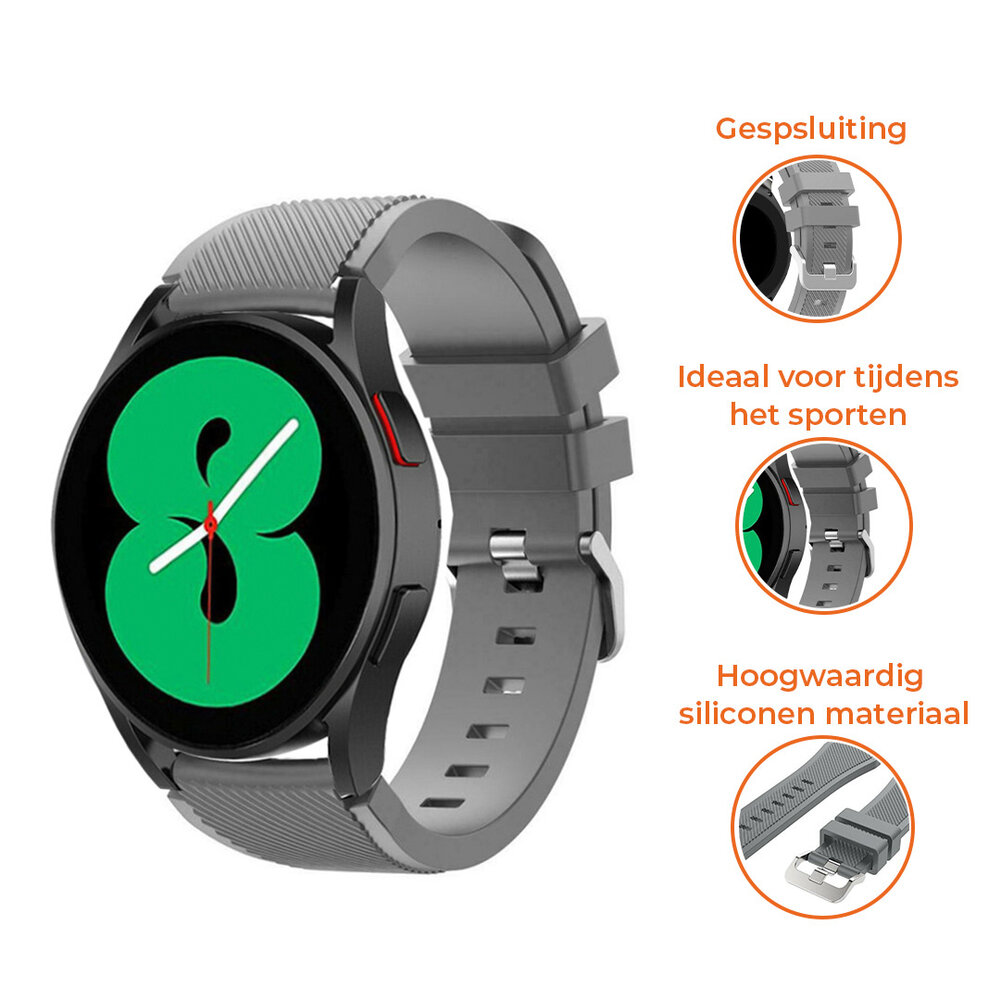 Strap-it® Strap-it Samsung Galaxy Watch 4 - 40mm siliconen bandje (grijs)