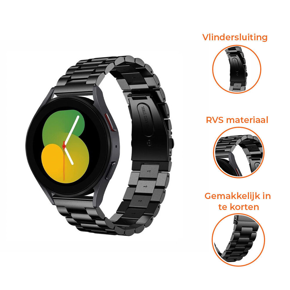 Strap-it® Strap-it Samsung Galaxy Watch 5 - 40mm stalen band (zwart) Strap-it® Strap-it Samsung Galaxy Watch 5 - 40mm stalen band (zwart)