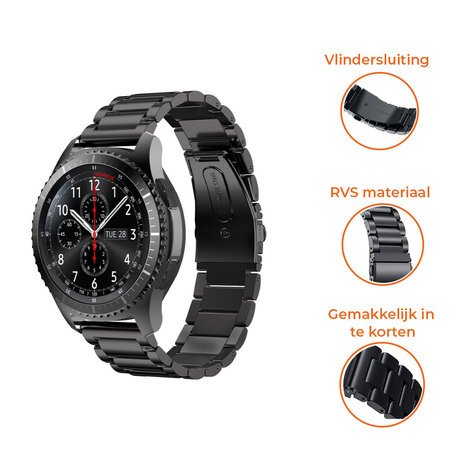 Strap-it® Strap-it Samsung Galaxy Watch 3 stalen band 45mm (zwart)