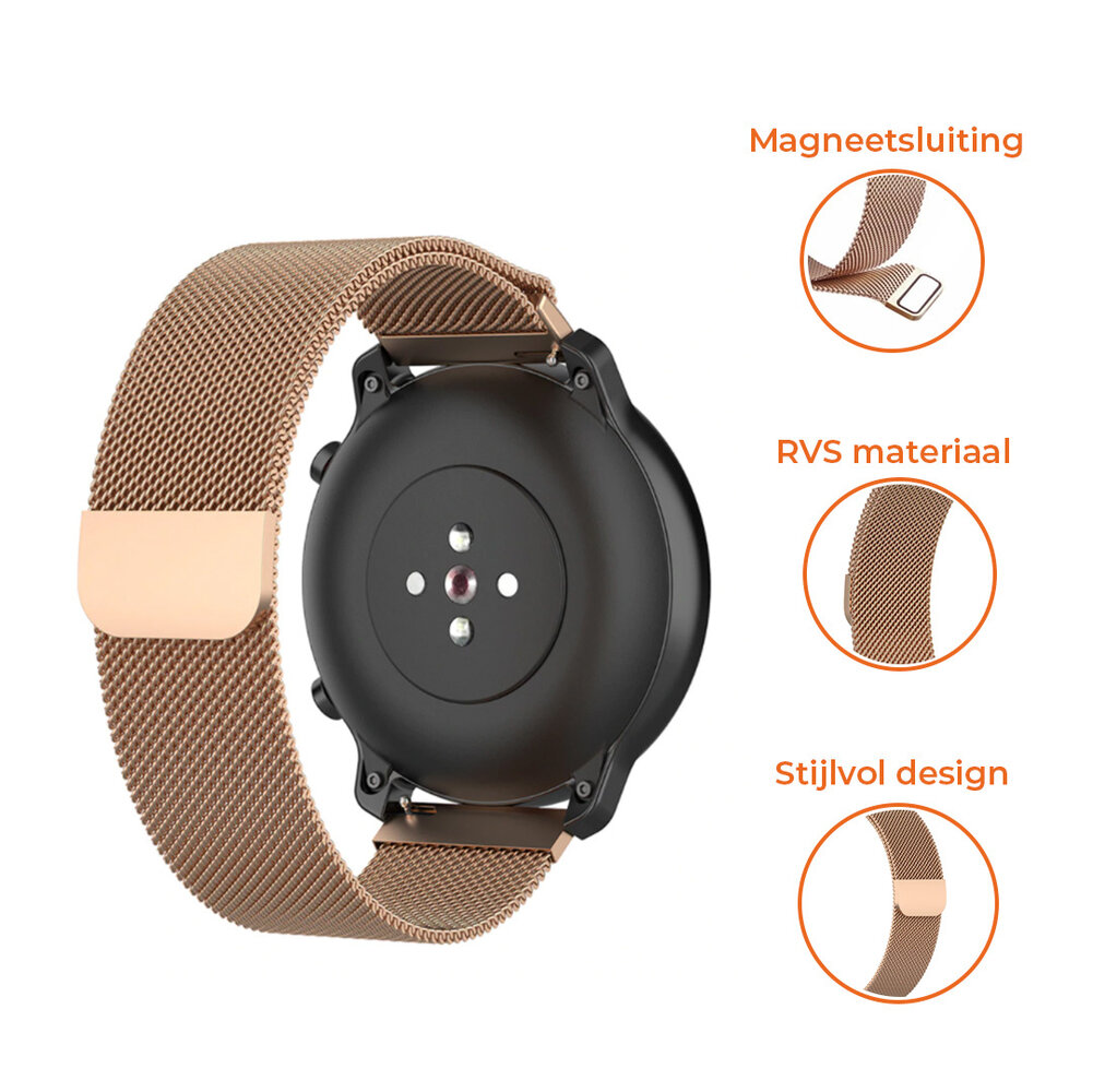 Milanese horlogeband 18mm universeel rose goud Smartwatchbanden