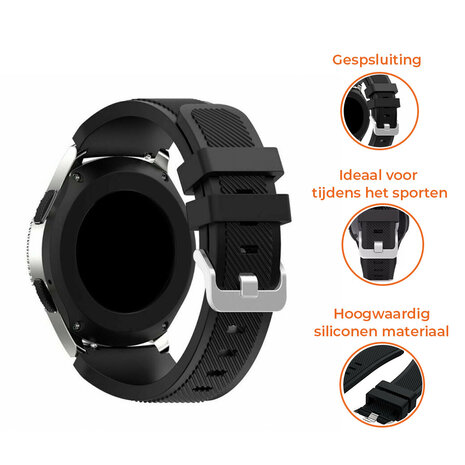 Strap-it® Strap-it Siliconen horlogeband 20mm - universeel - zwart