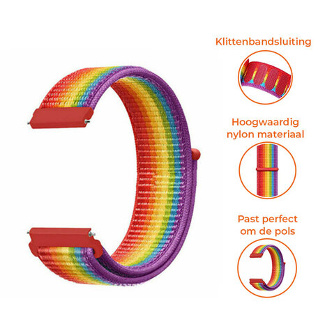 Strap-it® Strap-it Samsung Galaxy Watch Active nylon band (regenboog)