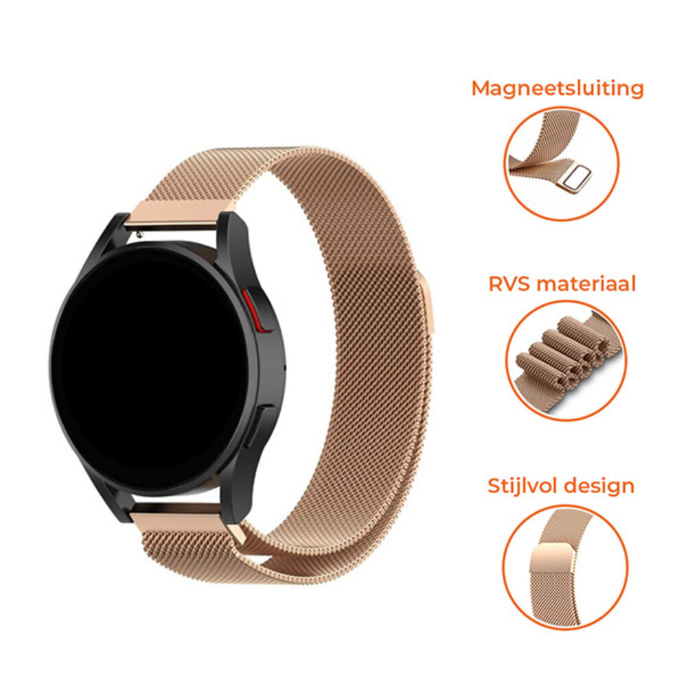 Strap-it® Strap-it Samsung Galaxy Watch 5 - 40mm Milanese band (rosé goud) Strap-it® Strap-it Samsung Galaxy Watch 5 - 40mm Milanese band (rosé goud)