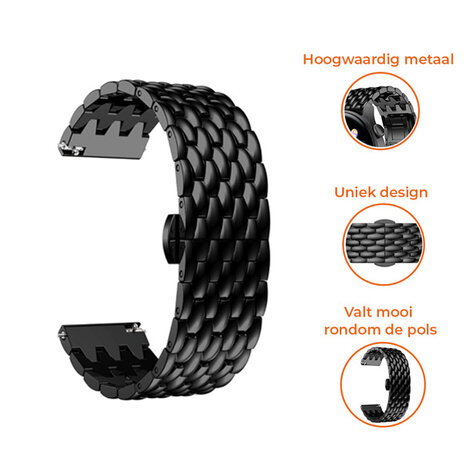 Strap-it® Strap-it OnePlus Watch stalen draak band (zwart)