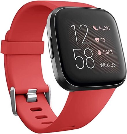 Strap it Strap it Fitbit Versa silicone band rood
