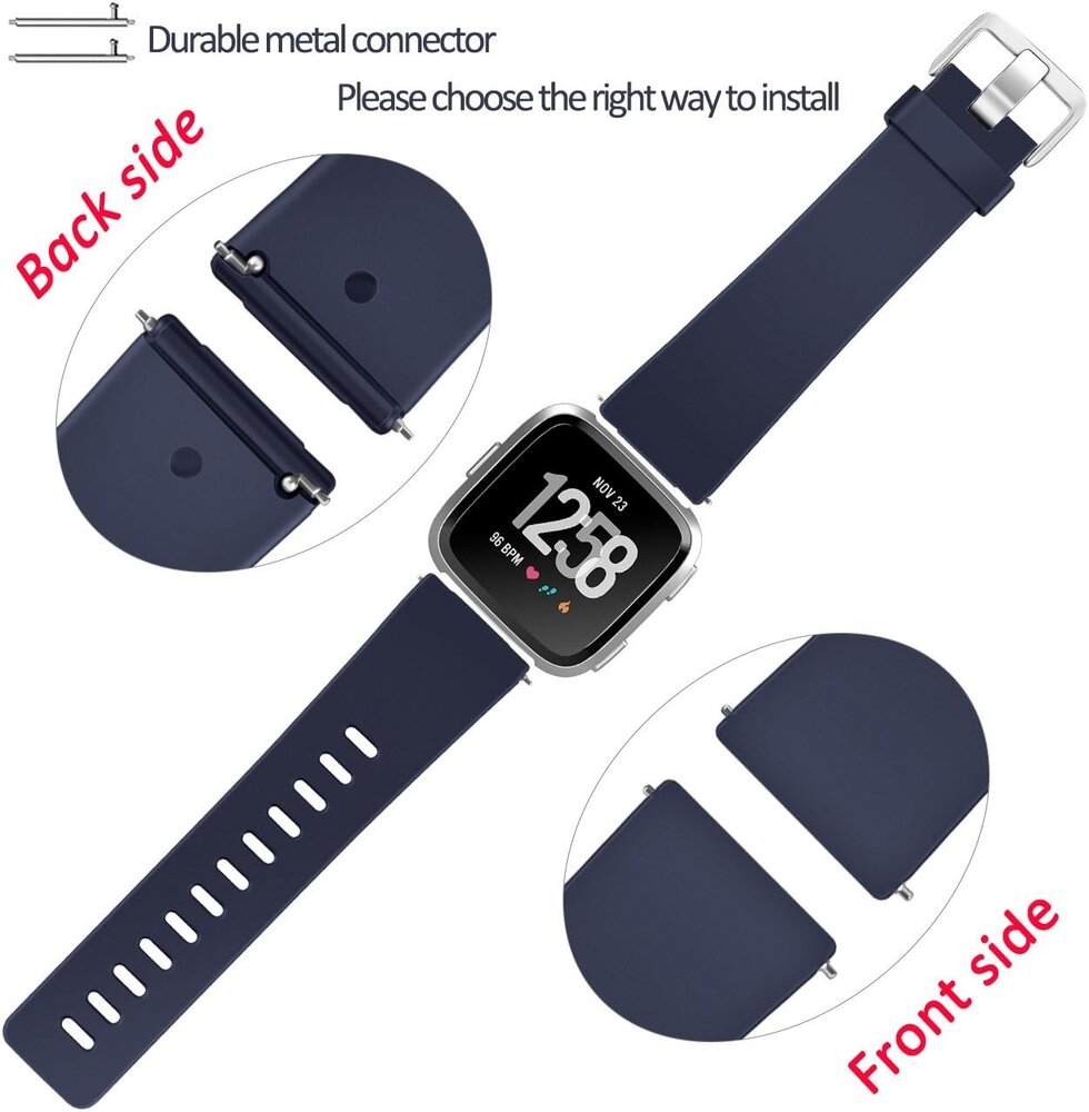 Strap-it® Strap-it Fitbit Versa silicone band (donkerblauw)