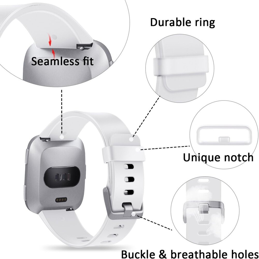 Strap-it® Strap-it Fitbit Versa silicone band (wit)