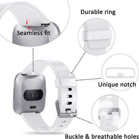 Strap-it® Strap-it Fitbit Versa silicone band (wit)