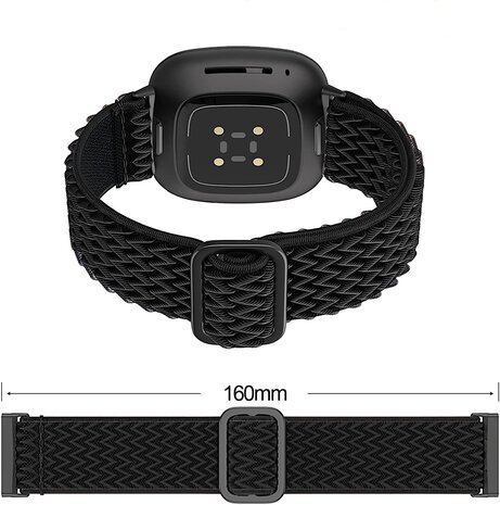 Strap-it® Strap-it Fitbit Sense 2 geweven bandje (zwart)