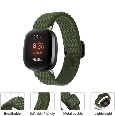 Strap-it® Strap-it Fitbit Sense 2 geweven bandje (groen)