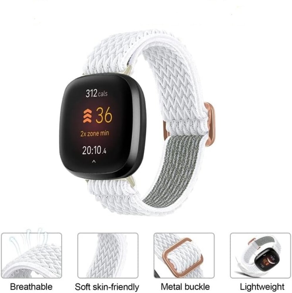 Strap-it® Strap-it Fitbit Sense 2 geweven bandje (wit)