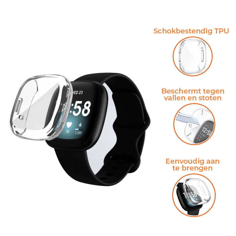 Strap-it® Strap-it Fitbit Versa 3 TPU / silicone case (transparant)