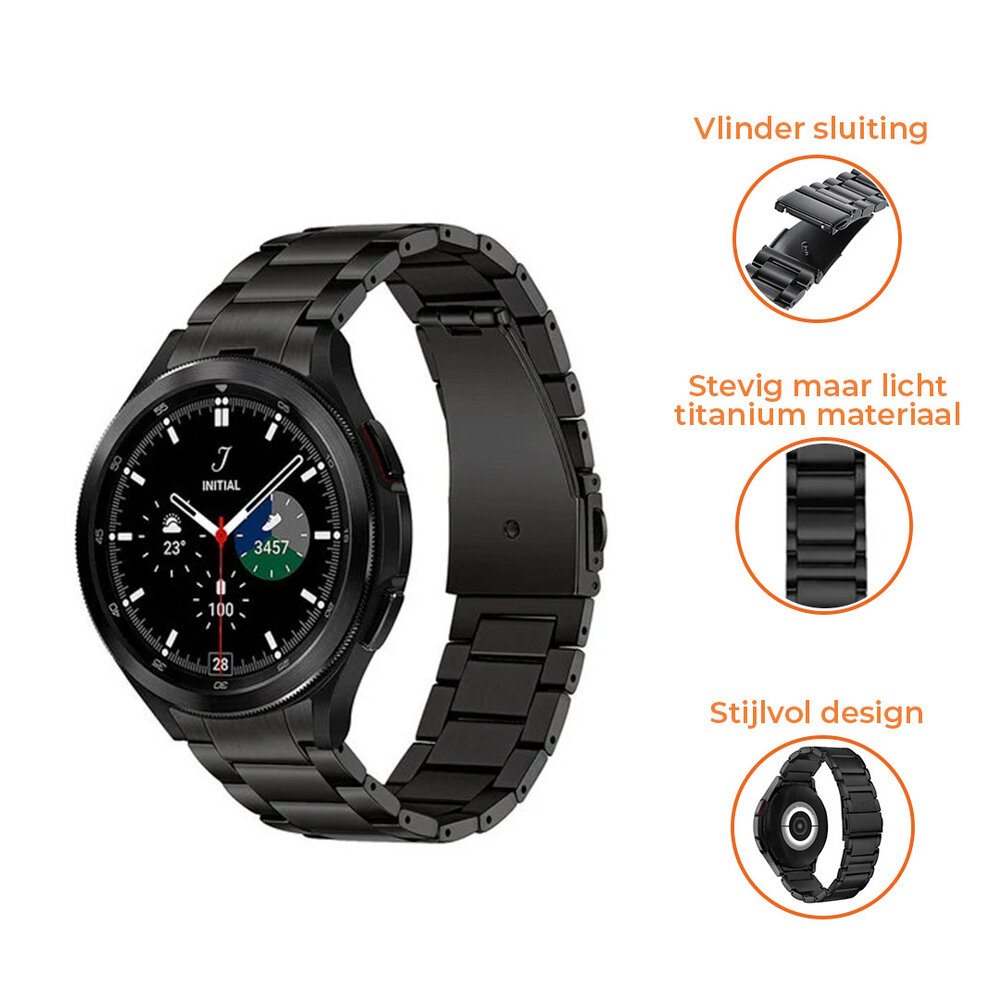 Strap-it® Strap-it Samsung Galaxy Watch 4 40mm titanium bandje (zwart)