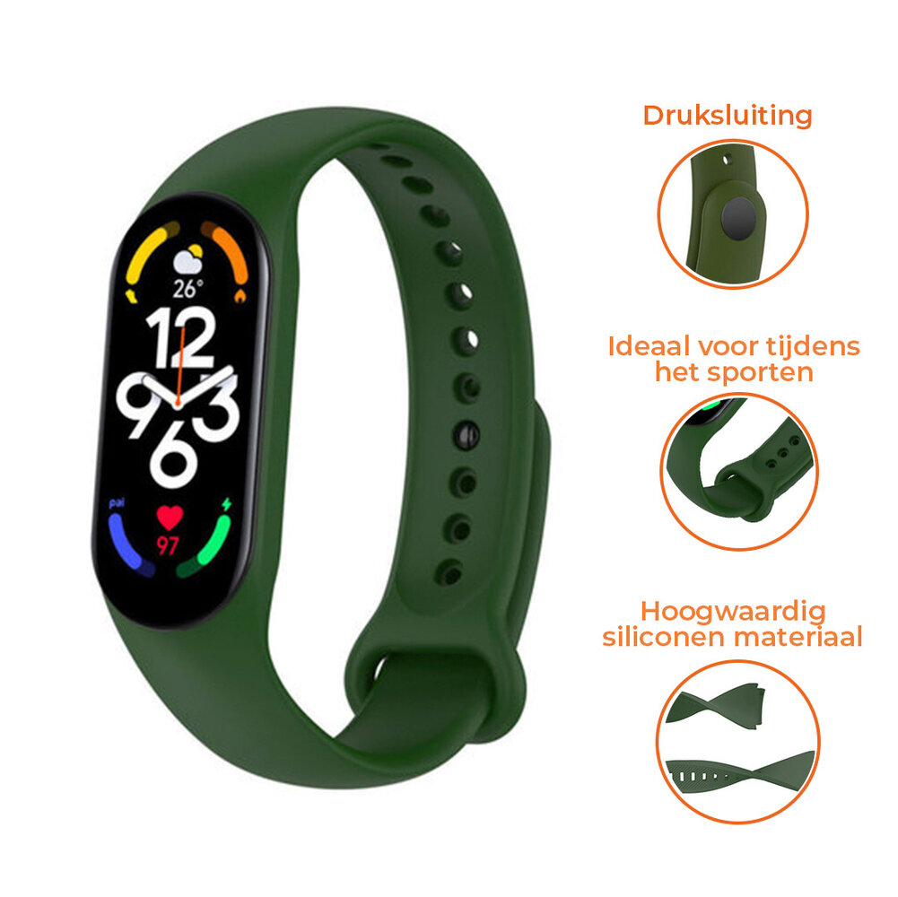 Strap-it® Strap-it Xiaomi Mi Band 7 siliconen bandje (legergroen)