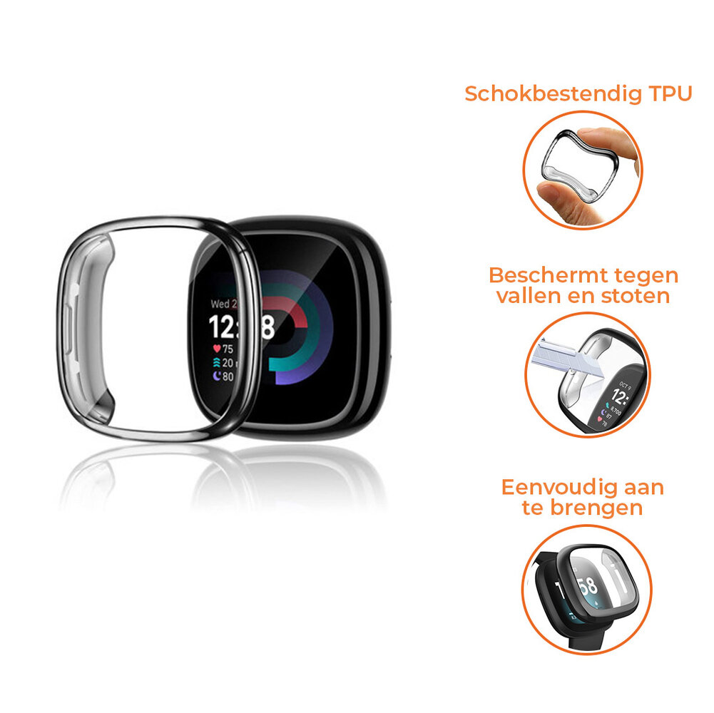 Strap-it® Strap-it Fitbit Versa 4 / Sense 2 TPU case (zwart)