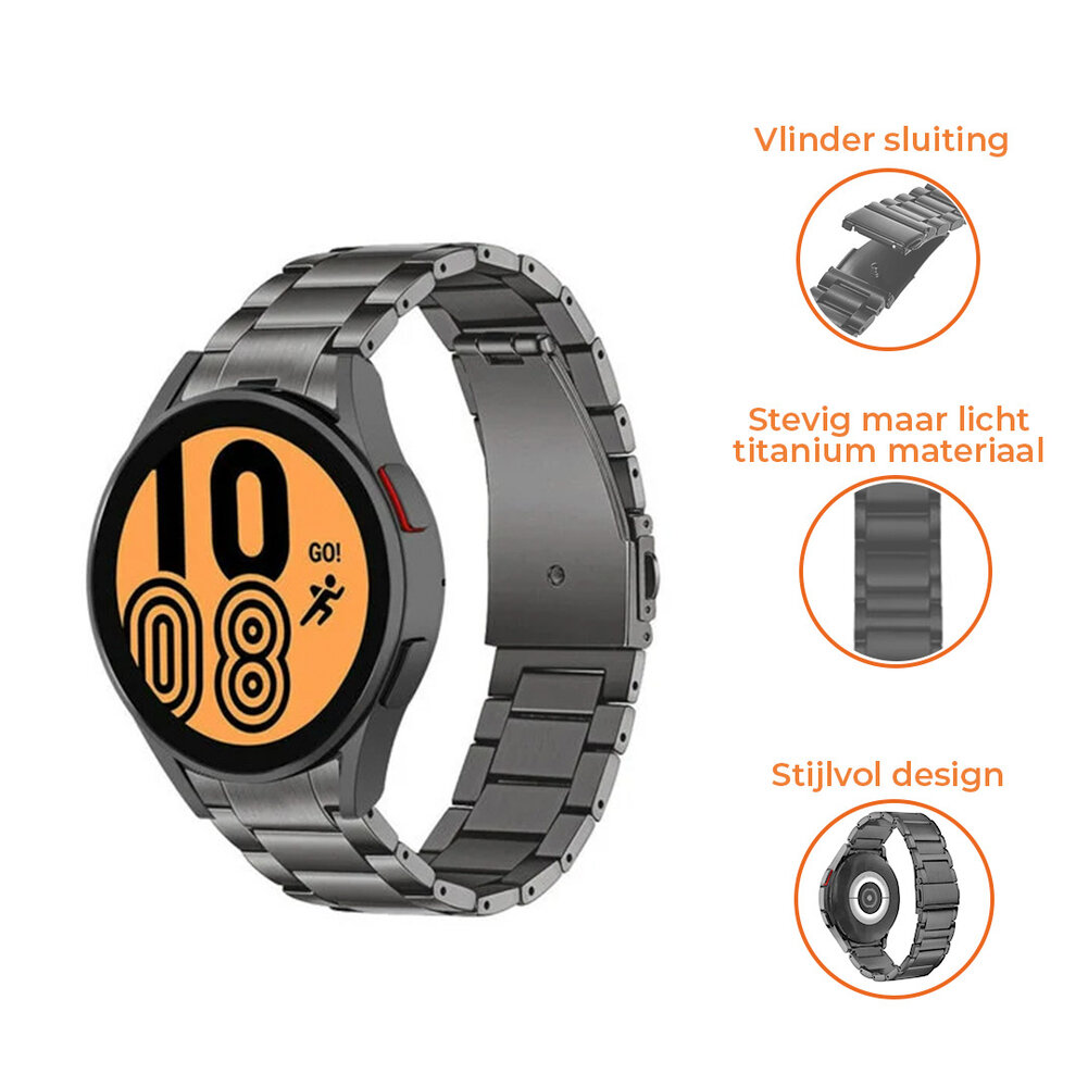 Strap-it® Strap-it Samsung Galaxy Watch 4 40mm titanium bandje (grafiet)