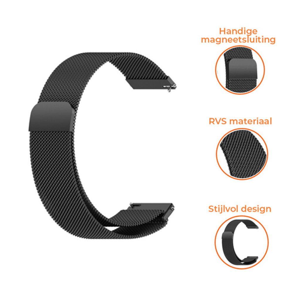 Strap-it® Strap-it Samsung Galaxy Watch Active Milanese band (zwart) Strap-it® Strap-it Samsung Galaxy Watch Active Milanese band (zwart)