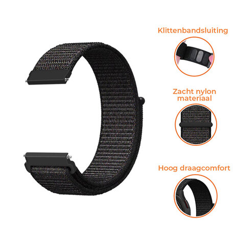 Garmin Vivoactive 4 nylon band zwart Smartwatchbanden