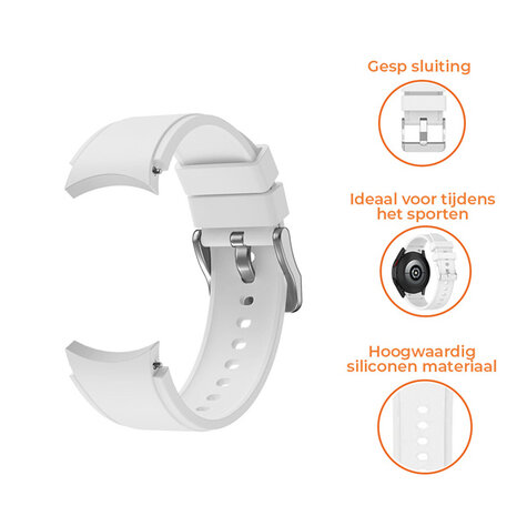 Strap-it® Strap-it Samsung Galaxy Watch 4 Classic 42mm siliconen band (wit)